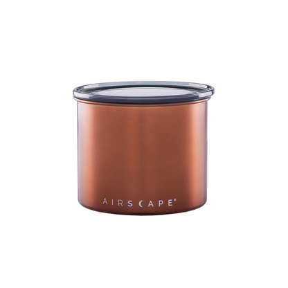 Copper-colored container with a black lid on a white background, featuring the brand 'AIRSCAPE'.