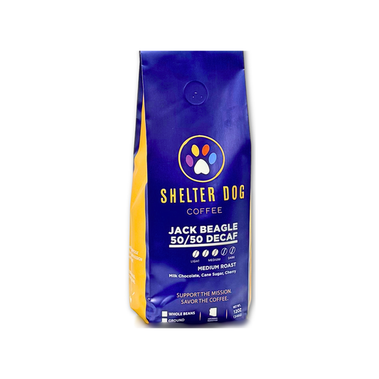 Jack Beagle Half-Caff Whole Bean Wholesale Case (6 × 12 oz Bags)