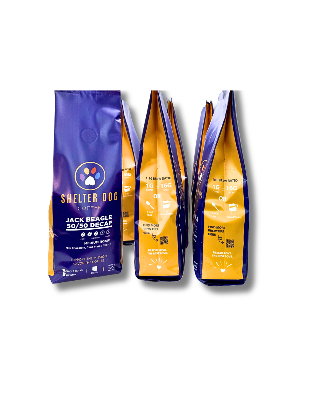 Jack Beagle Half-Caff Whole Bean Wholesale Case (6 × 12 oz Bags)