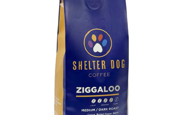 Shelter Dog Coffee Ziggaloo 12oz bag, representing a gift card.